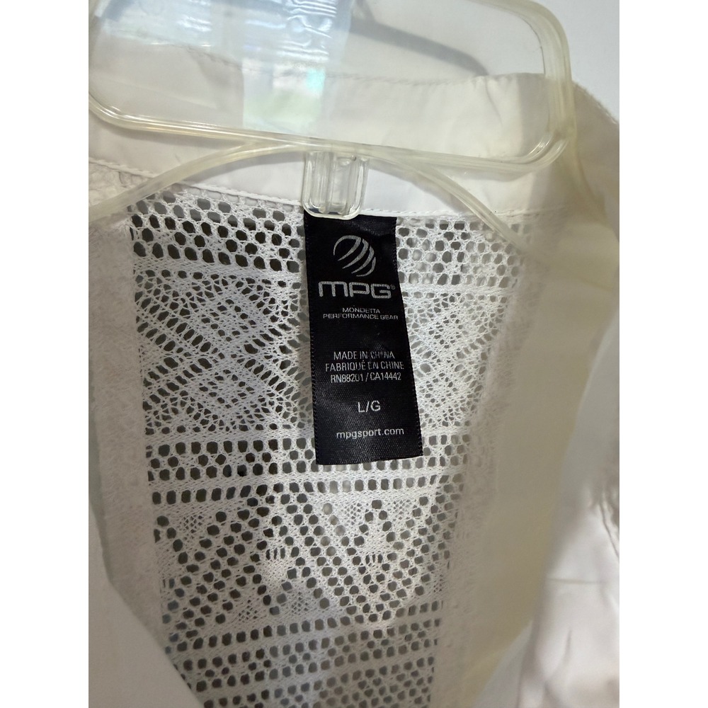 MPG‎ Sport Womens White Ruched Mesh Back Windbreaker Full Zip Golf Jacket Large - Picture 9 of 10